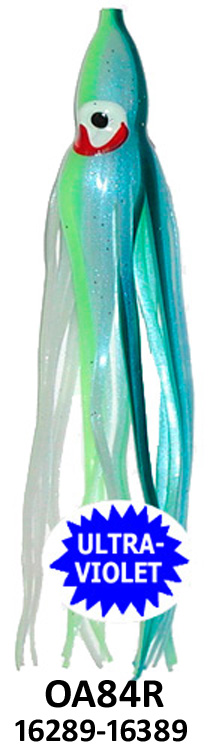 Yamashita Squid 4.5" Rigged-40 lb Test, 0A84R-Purple Haze UV Blue Black