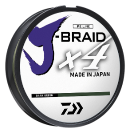 Daiwa J-Braid X4 4 Strand Braided Line 30 lb 150 yds, Dark Green