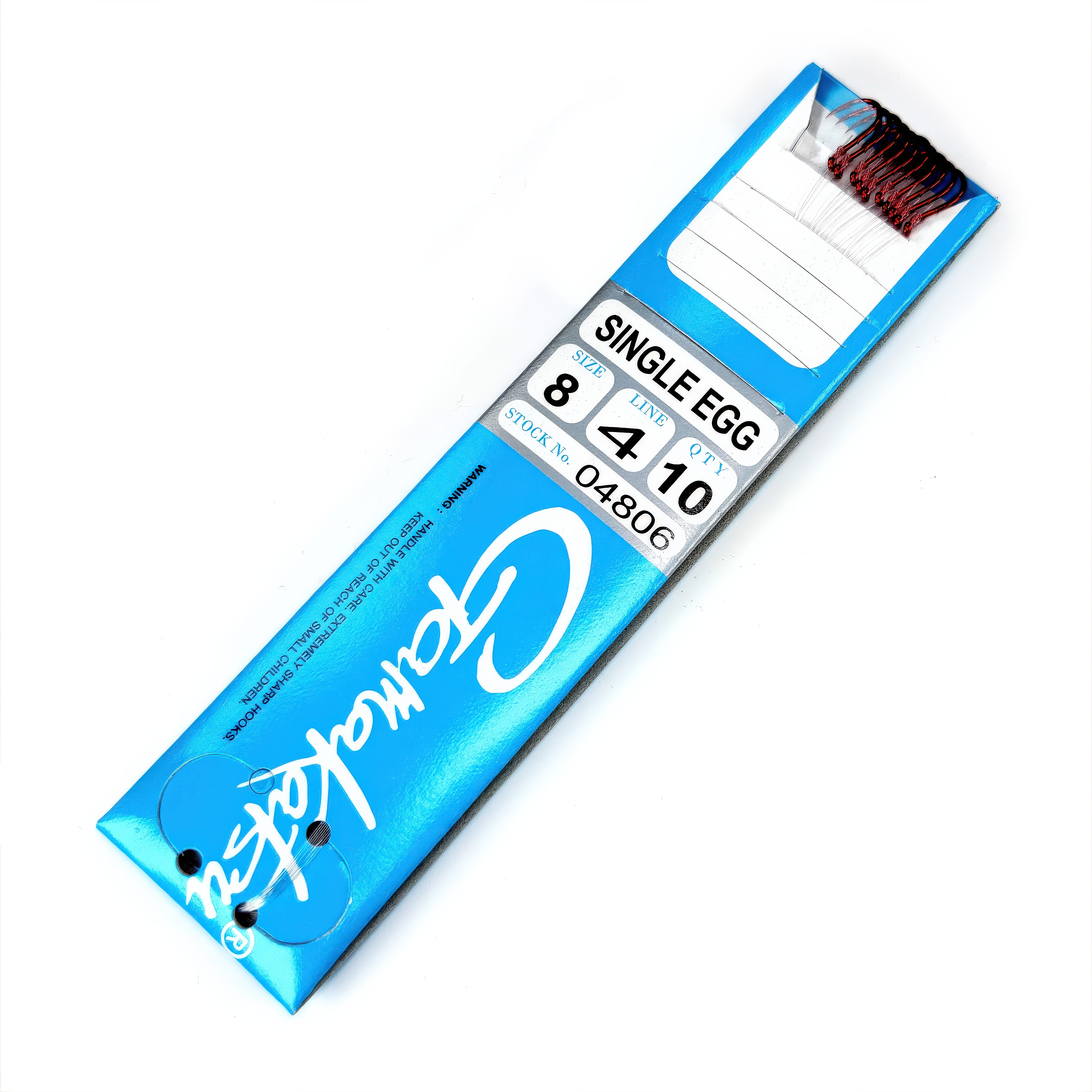 Gamakatsu Snelled Single Egg Hook, #10, Red