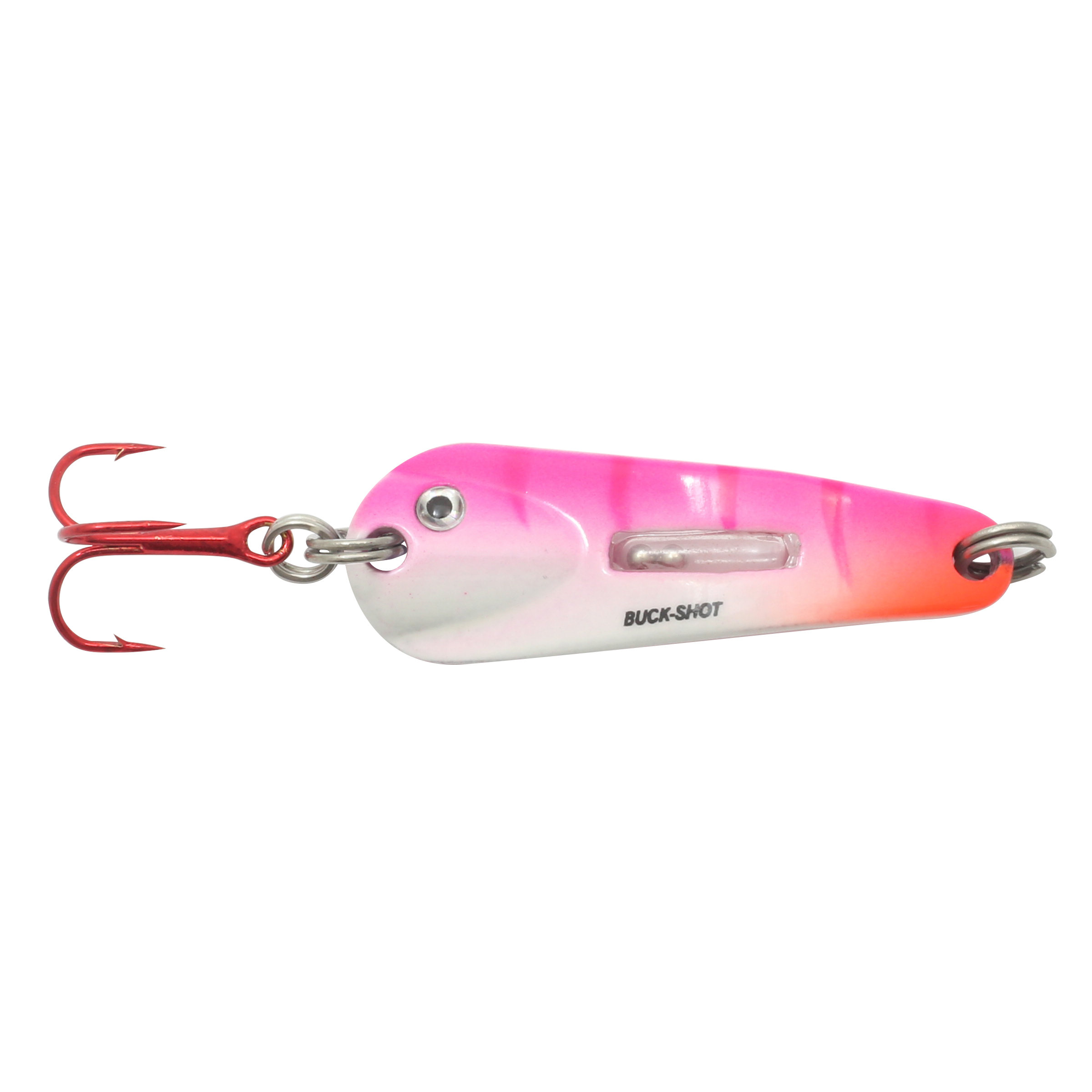 Northland Buck-Shot Flutter Spoon, 1-3/8", 1/8 oz, #10 Hk, 1/Pk, UV Pink Tiger