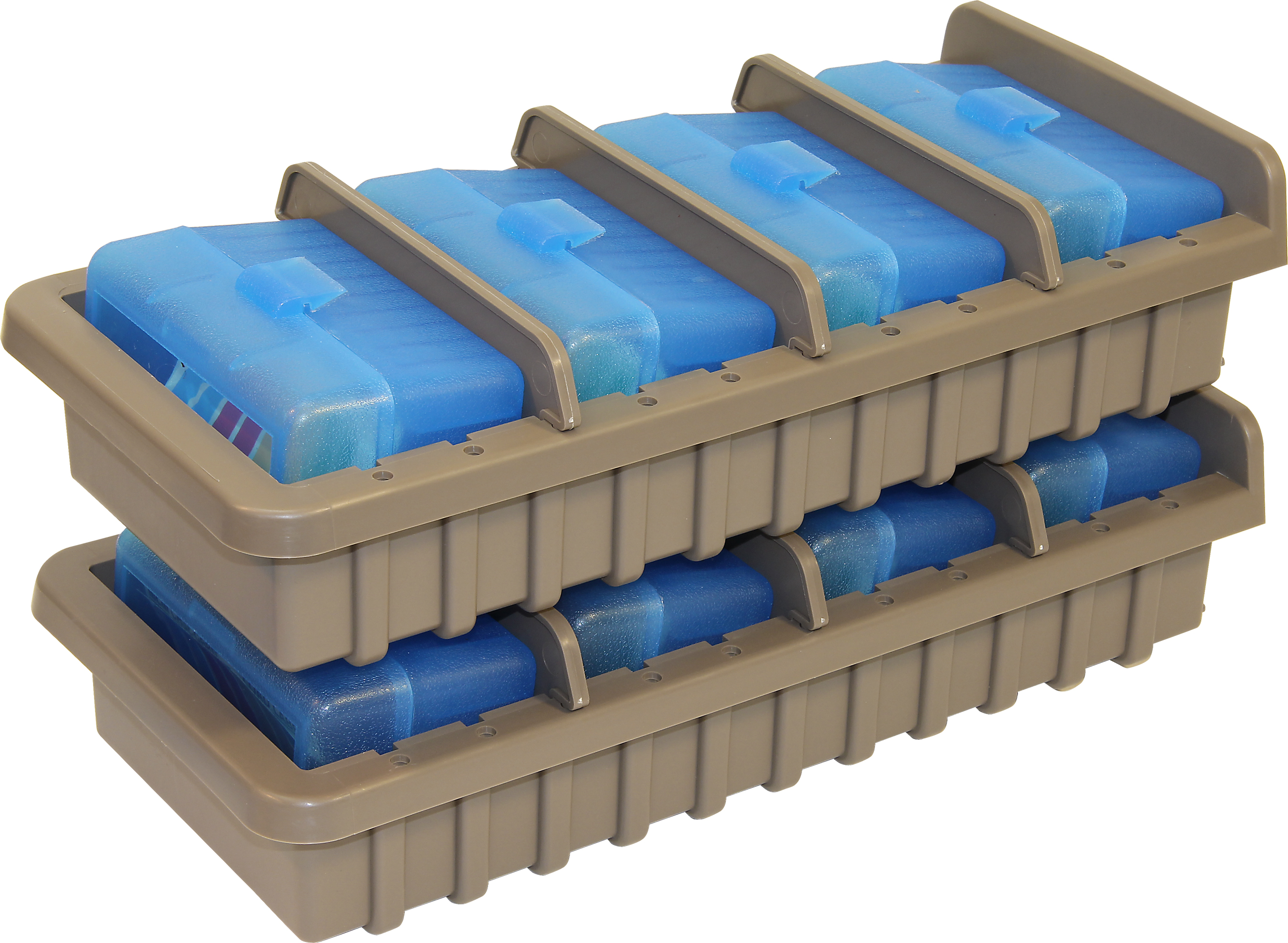 MTM Case-Gard Ammo Rack in Dark Earth 4 Clear Blue RS50 Ammo Boxes