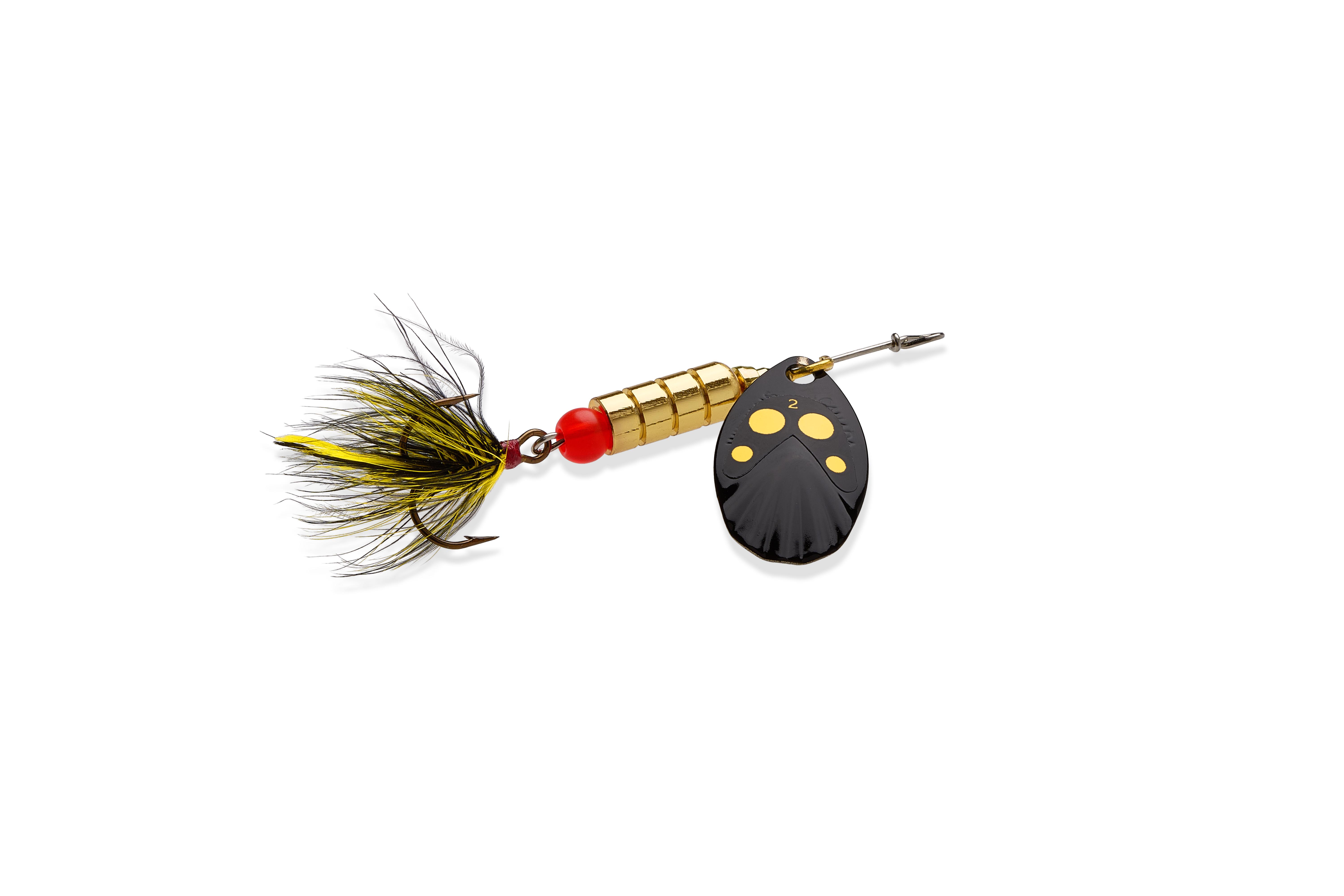 Williams VorteX Spinner Dressed Size 2, 1/5 oz-Black Yellow Dots on Silver