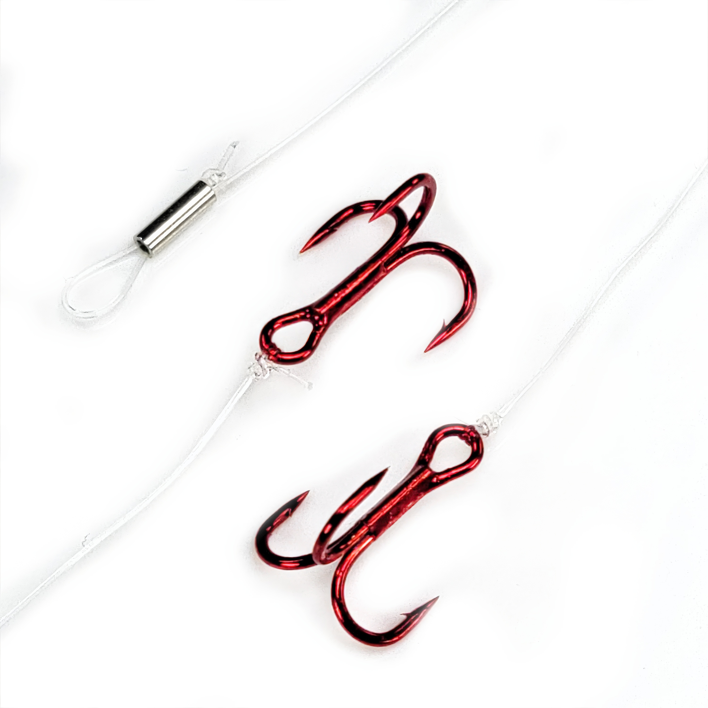 Gamakatsu Treble Stinger Rig, 2" Fluoro Leader, #10, Red