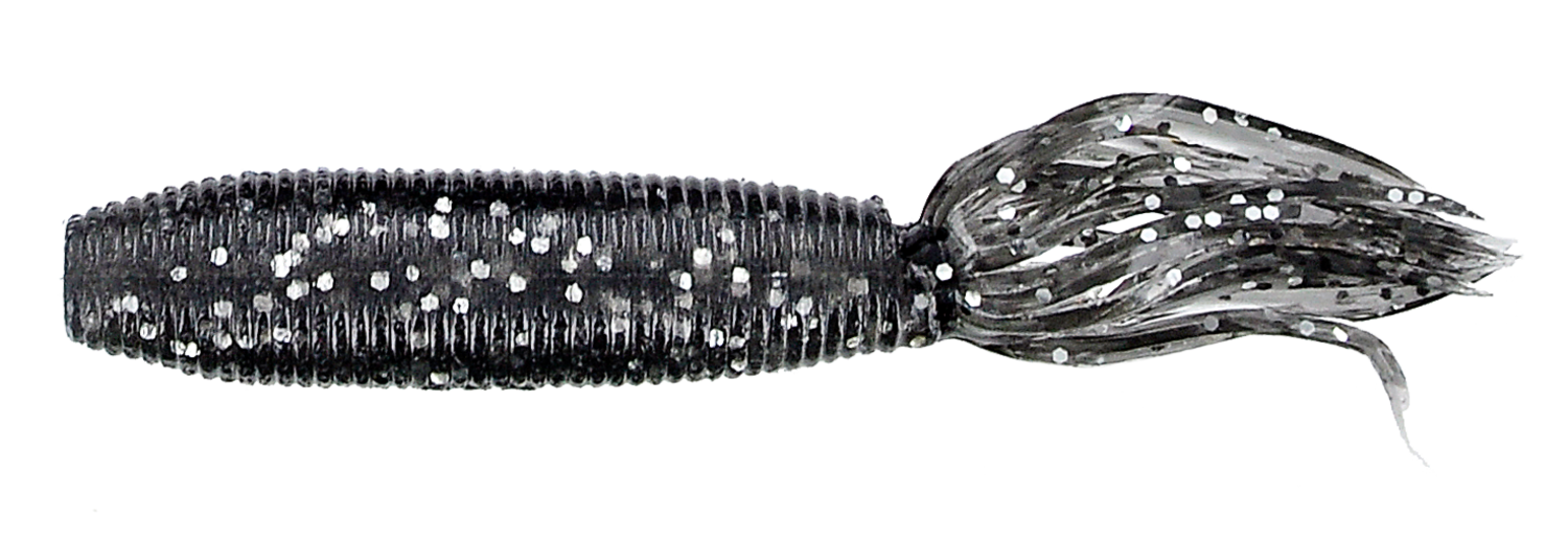 Yamamoto 4'' Fat Ika, 10Pk, Smoke w/Large Silver Flake