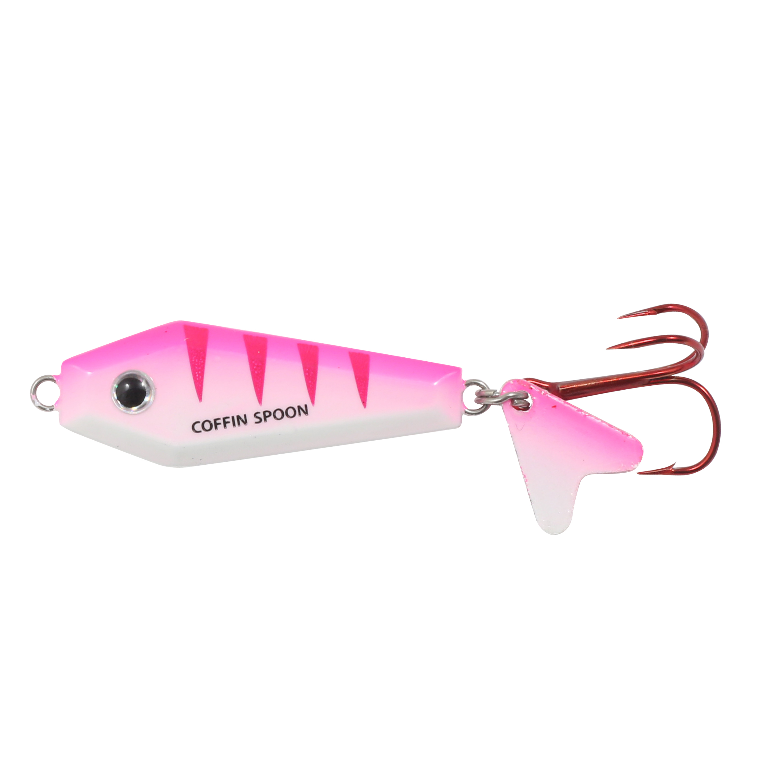 Northland Buck-Shot Coffin Spoon, 1-5/8", 3/8 oz, #6 Hk, 1/Pk, UV Pink Tiger