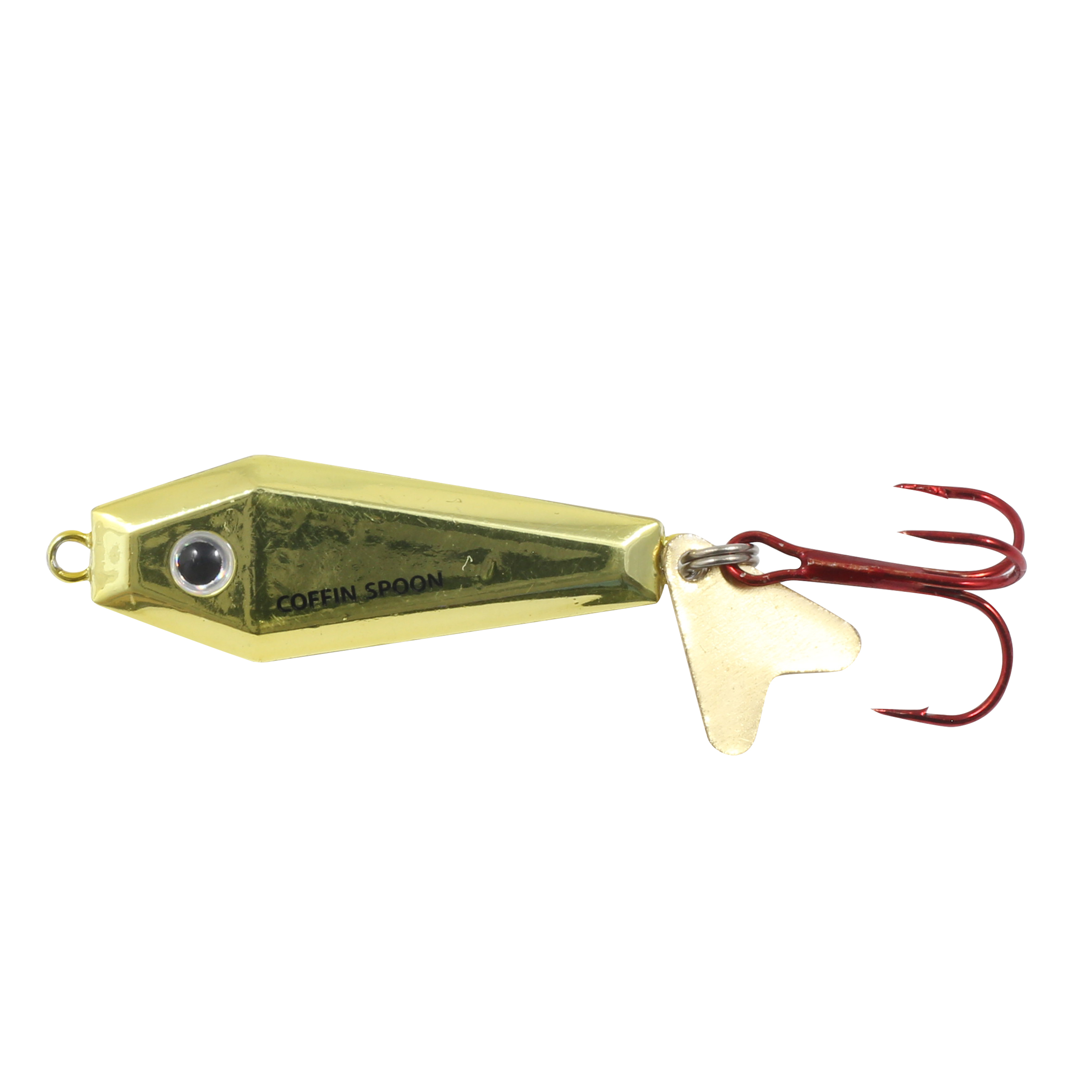 Northland Buck-Shot Coffin Spoon, 1-5/8", 3/8 oz, #6 Hk, 1/Pk, Gold Shiner