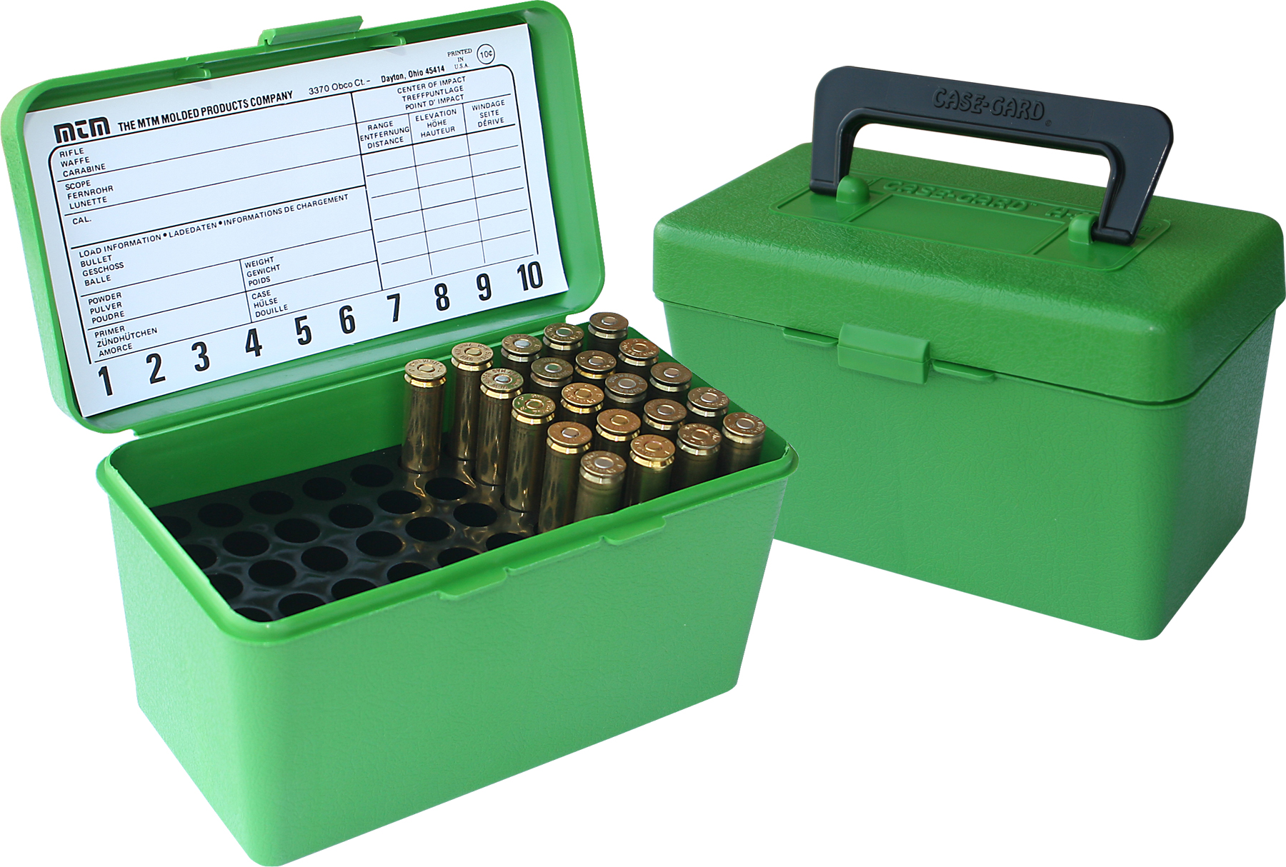 MTM Case-Gard Deluxe Rifle Ammo Box 50 Rnd 25-06 30-06 270 Win - Green