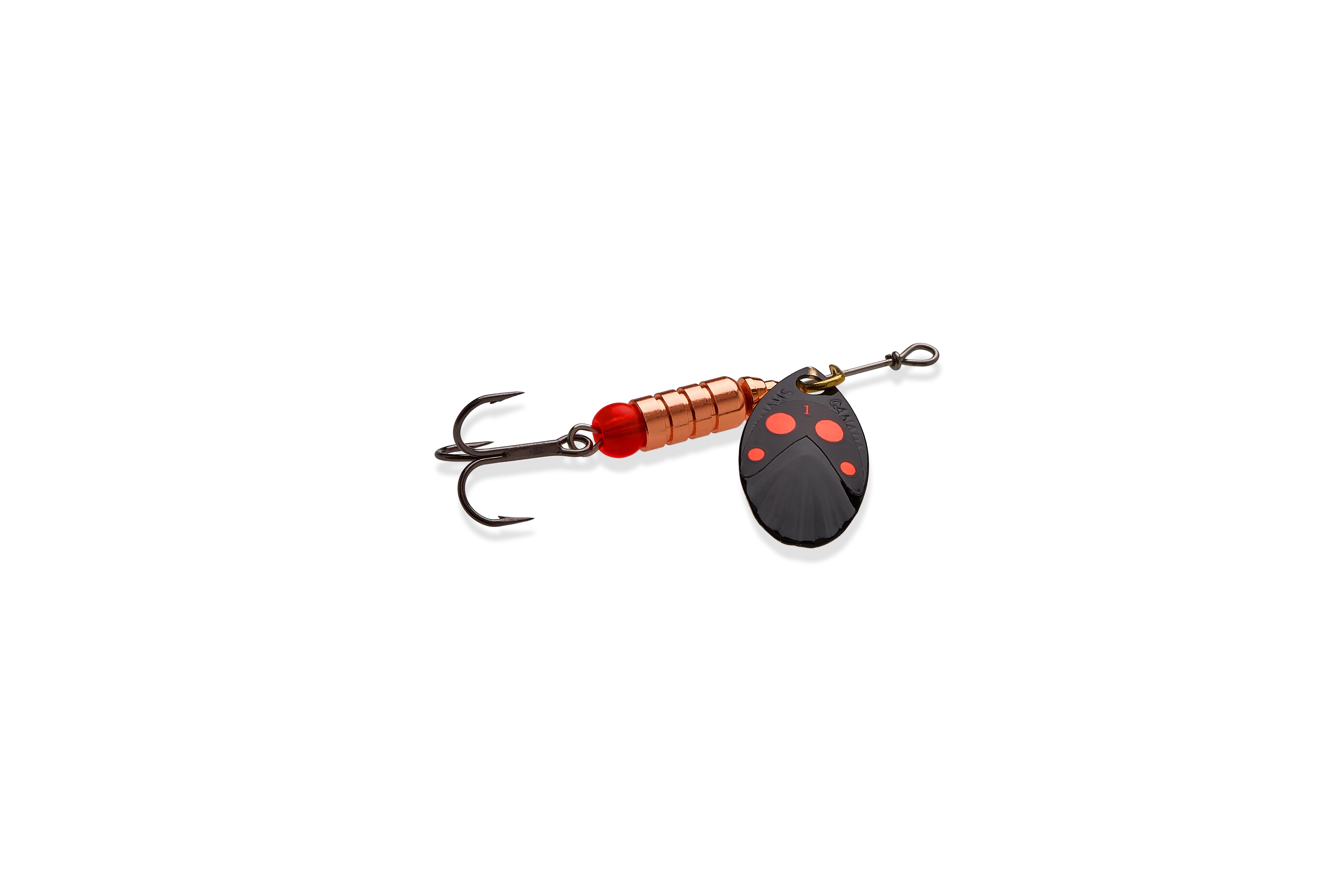 Williams VorteX Spinner Size 1, 1/8 oz-Black Orange Dots on Silver