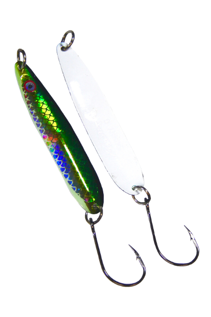 Gibbs Skinny G Trolling Spoon, 3 3/4", 1/4 oz, Green Herring Aid/Glow Back