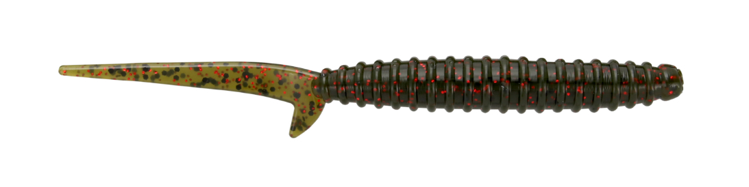 Big Bite Baits 4" Scentsation Thresher Worm, Dark Watermelon Red Flake