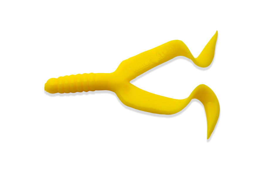 Mister Twister 4" Double Tail 10/Pk-Yellow