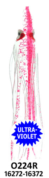 Yamashita Squid 4.5" Rigged-40 lb Test, 0224R-UV Pink Spatter Back