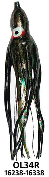 Yamashita Squid 4.5" Rigged-40 lb Test, OL34R-Black Aurora Overlay