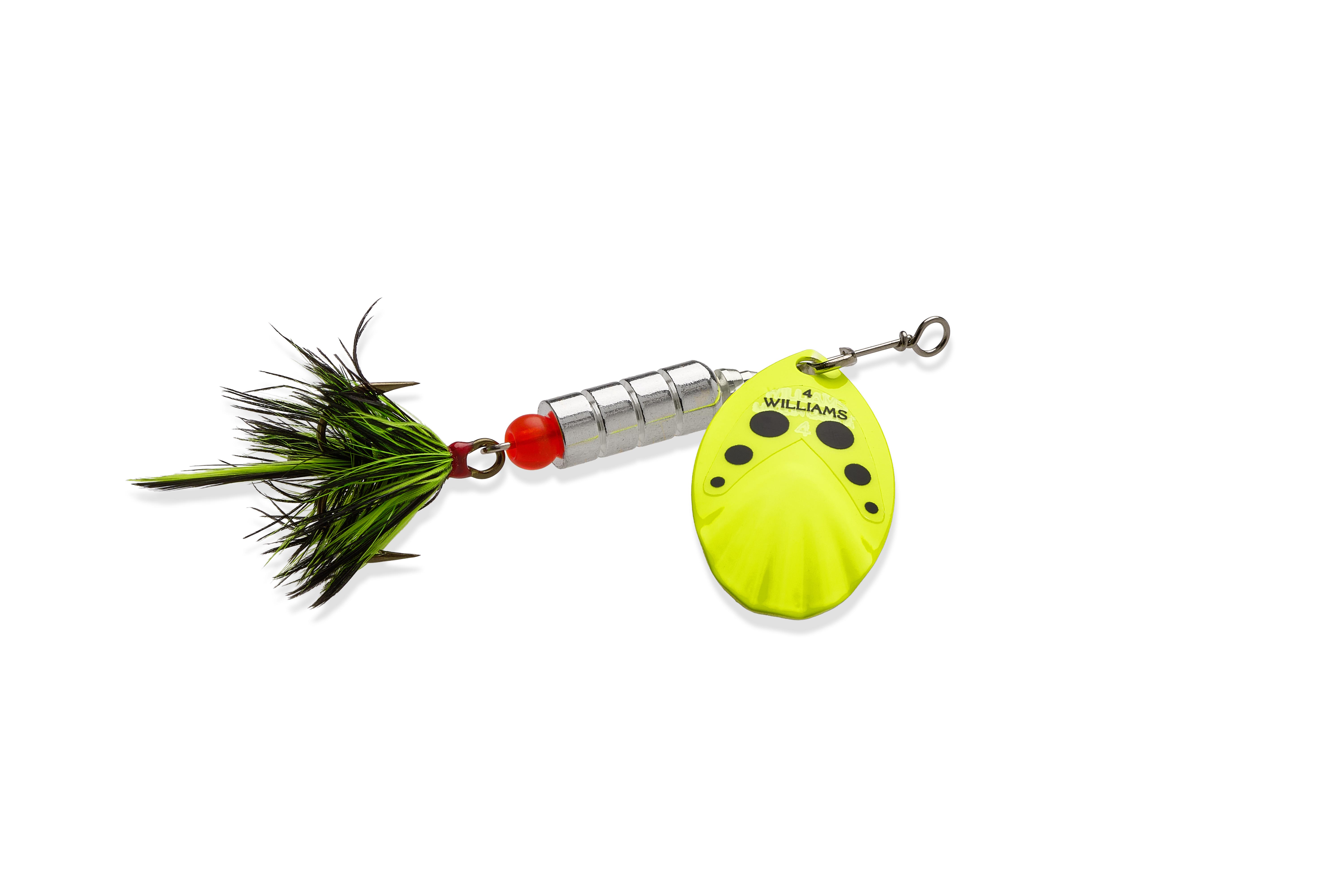 Williams VorteX Spinner Dressed Size 4, 1/3 oz-Chartreuse Black Dots on Silver