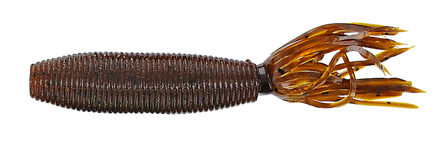 Yamamoto 4'' Fat Ika, 10Pk, Dark Pumpkin w/Large Black Flake
