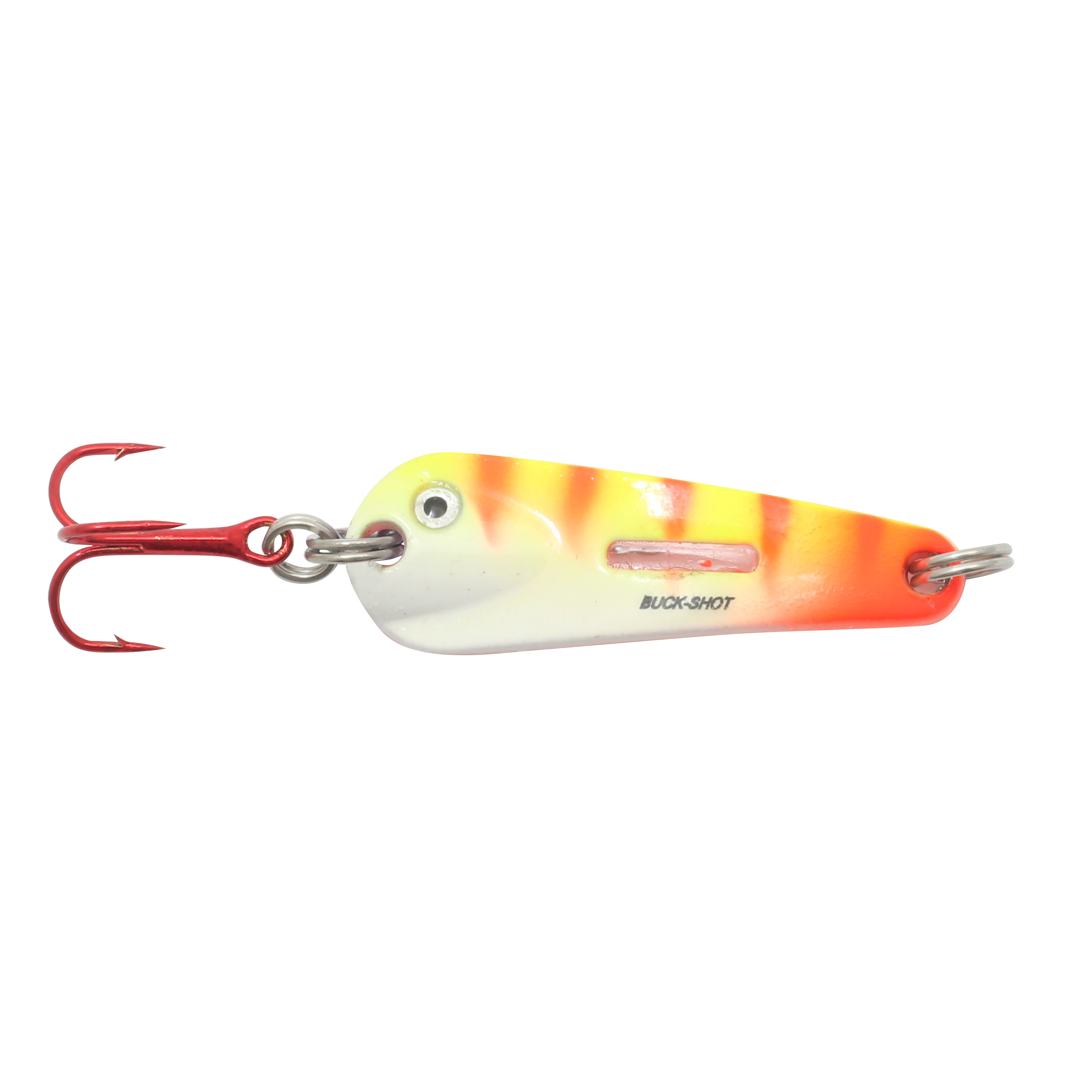 Northland Buck-Shot Flutter Spoon, 1-3/8", 1/8 oz, #10 Hk, 1/Pk, UV Electric Perch