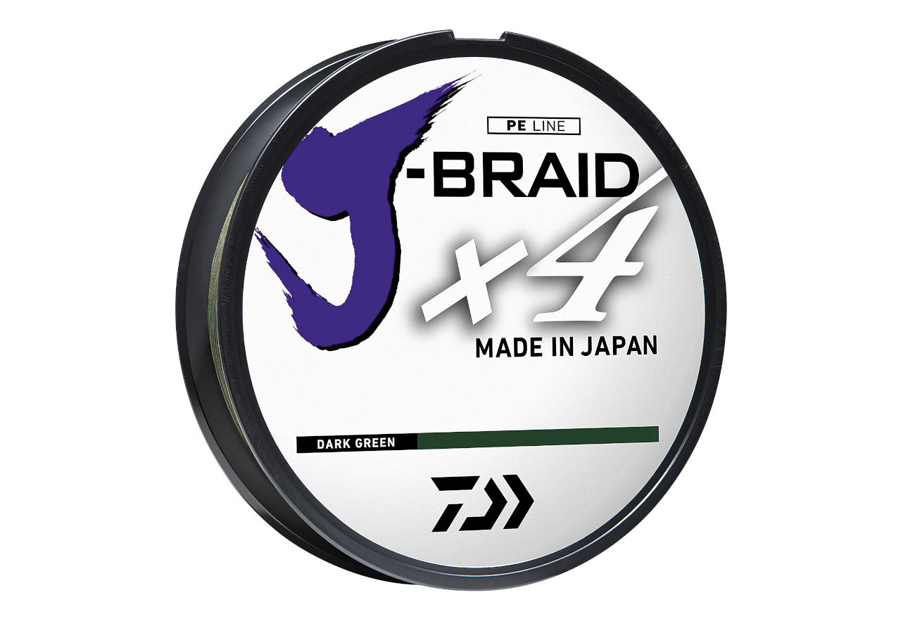Daiwa J-Braid X4 4 Strand Braided Line 15 lb 3000 yds, Bulk, Dark Green
