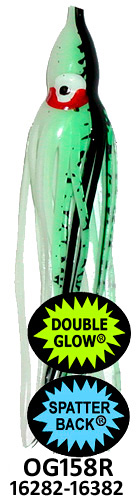 Yamashita Squid 4.5" Rigged-40 lb Test, OG158R-Glow Green Black Spatter
