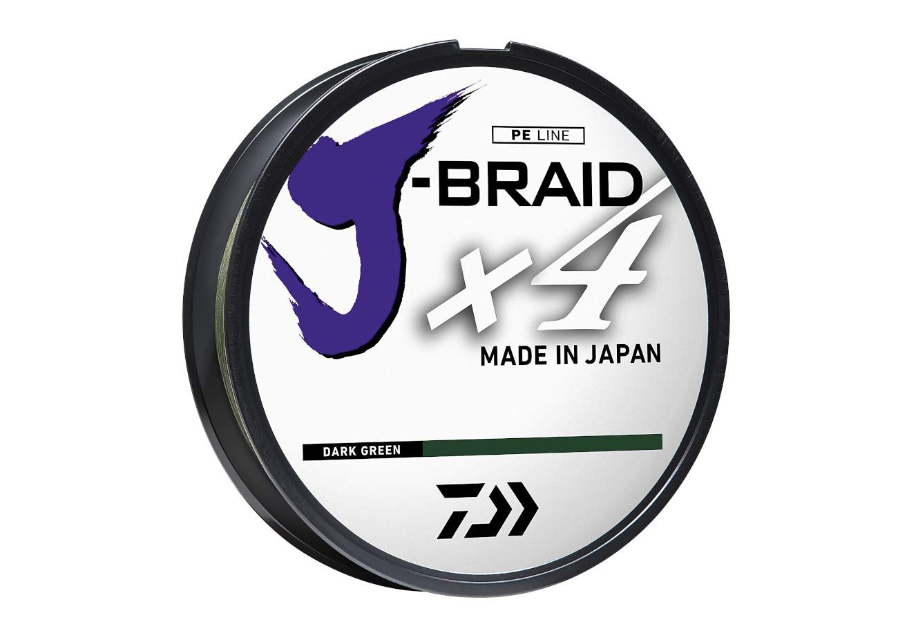 Daiwa J-Braid X4 4 Strand Braided Line 30 lb 3000 YDS, Bulk, Dark Green