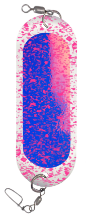 Gibbs Kokanee Dodger 4"x 1 1/2", Nickel Moon Jelly Pink Splatter
