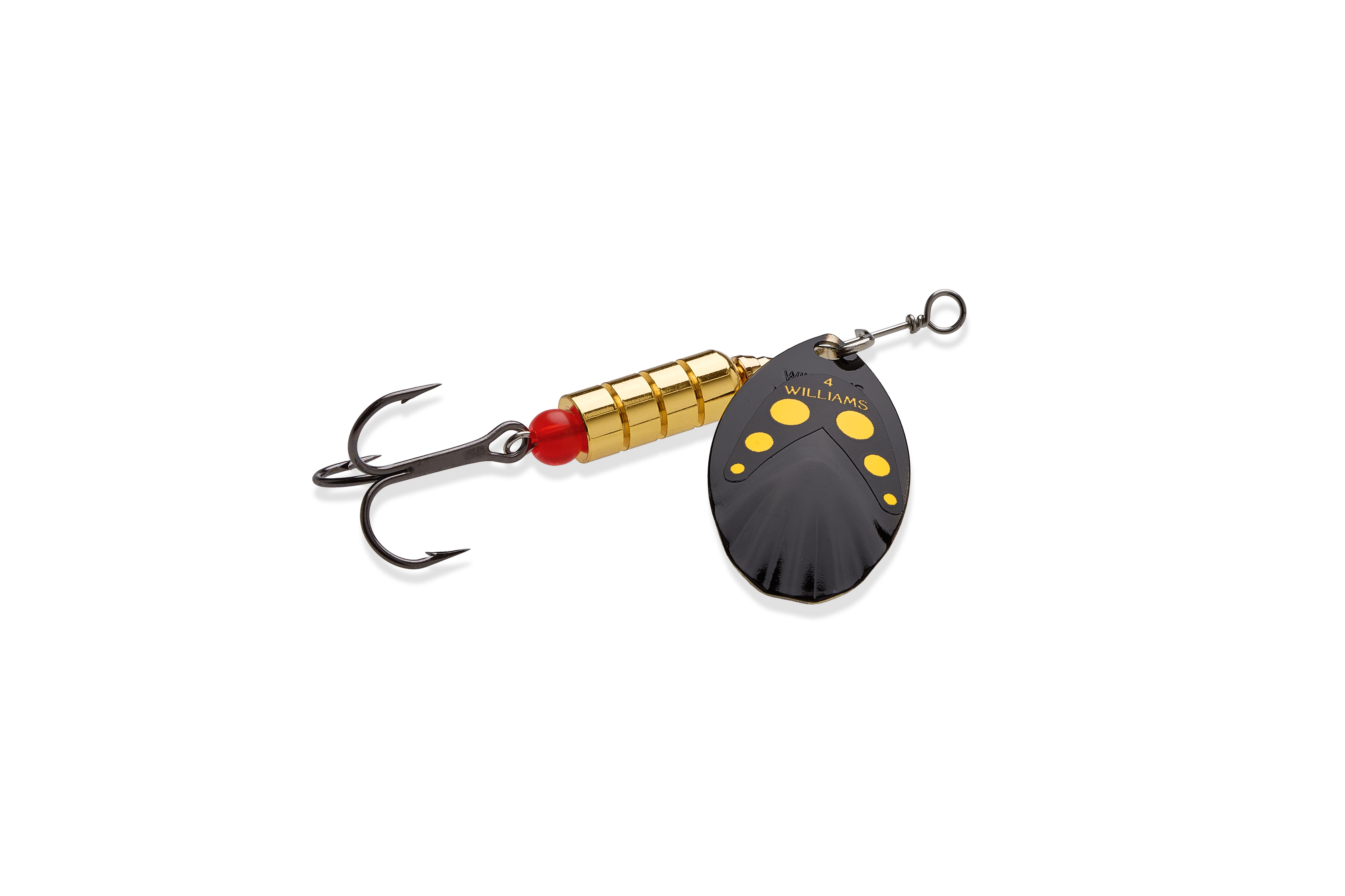 Williams VorteX Spinner Size 4, 1/3 oz-Black Yellow Dots on Silver