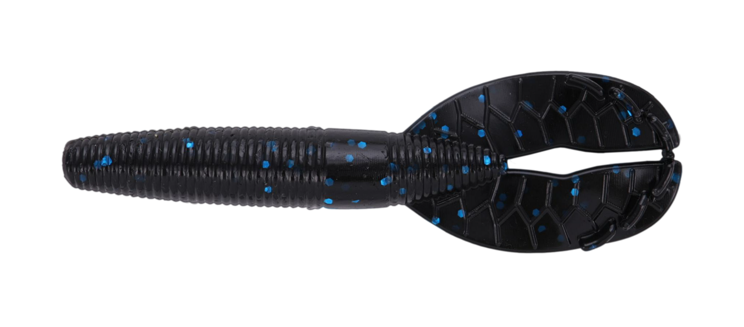 Yamamoto 3.5" Shinobi Grub, 8Pk, Black w/Large Blue Flake