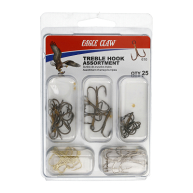 Eagle Claw Multi Species Treble Hook Assortment, 25 Pack