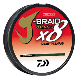 Daiwa J-Braid X8 Grand 8 Strand Braided Line 8 lb 150 yds, Dark Green