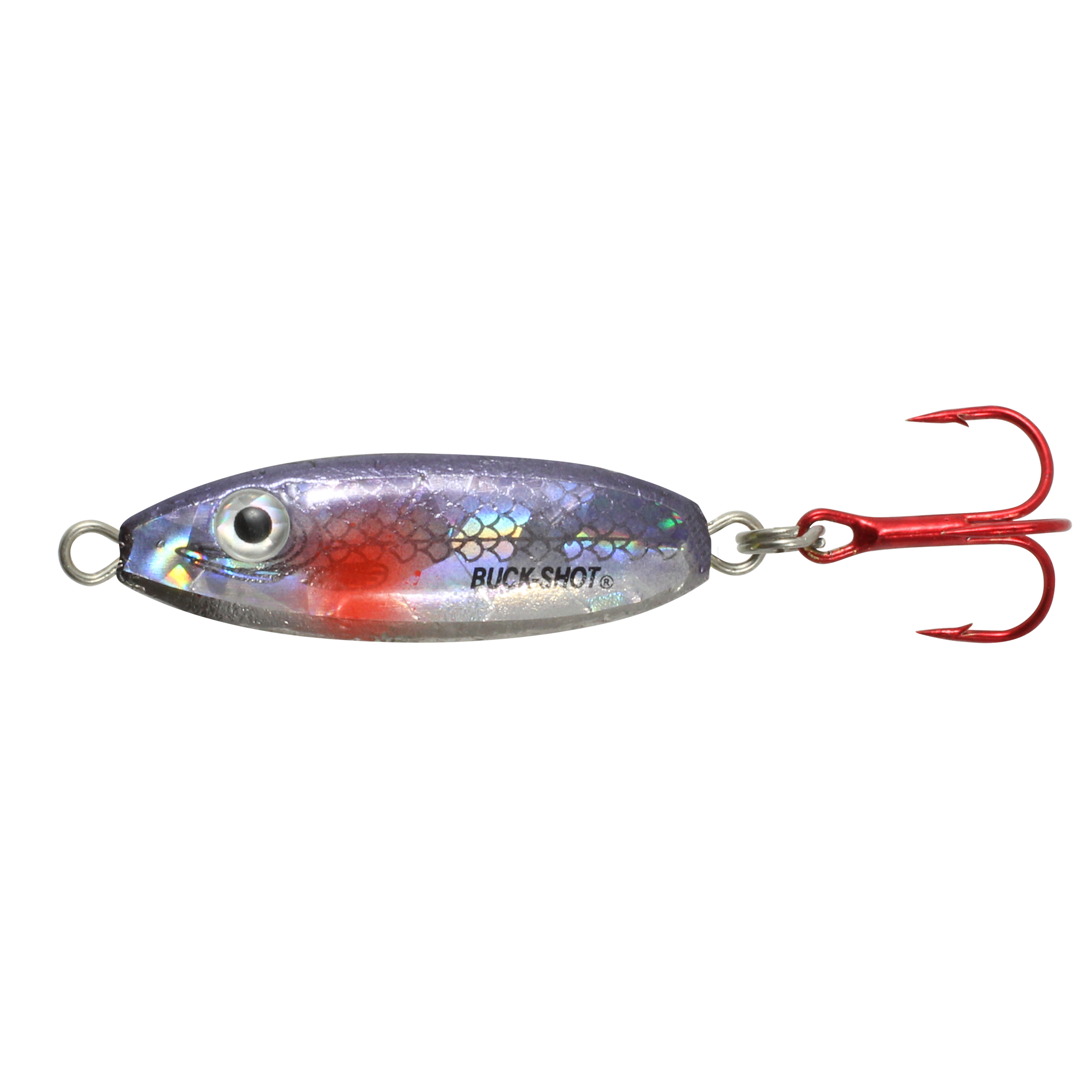 Northland Buck-Shot Rattle Spoon, 1.75", 3/8 oz, #6 Hk, 1/Pk, Silver Shiner