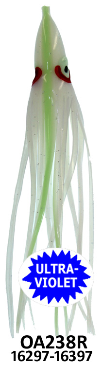 Yamashita Squid 4.5" Rigged-40 lb Test, OA238R-Purple Haze UV Pearl Glow Back