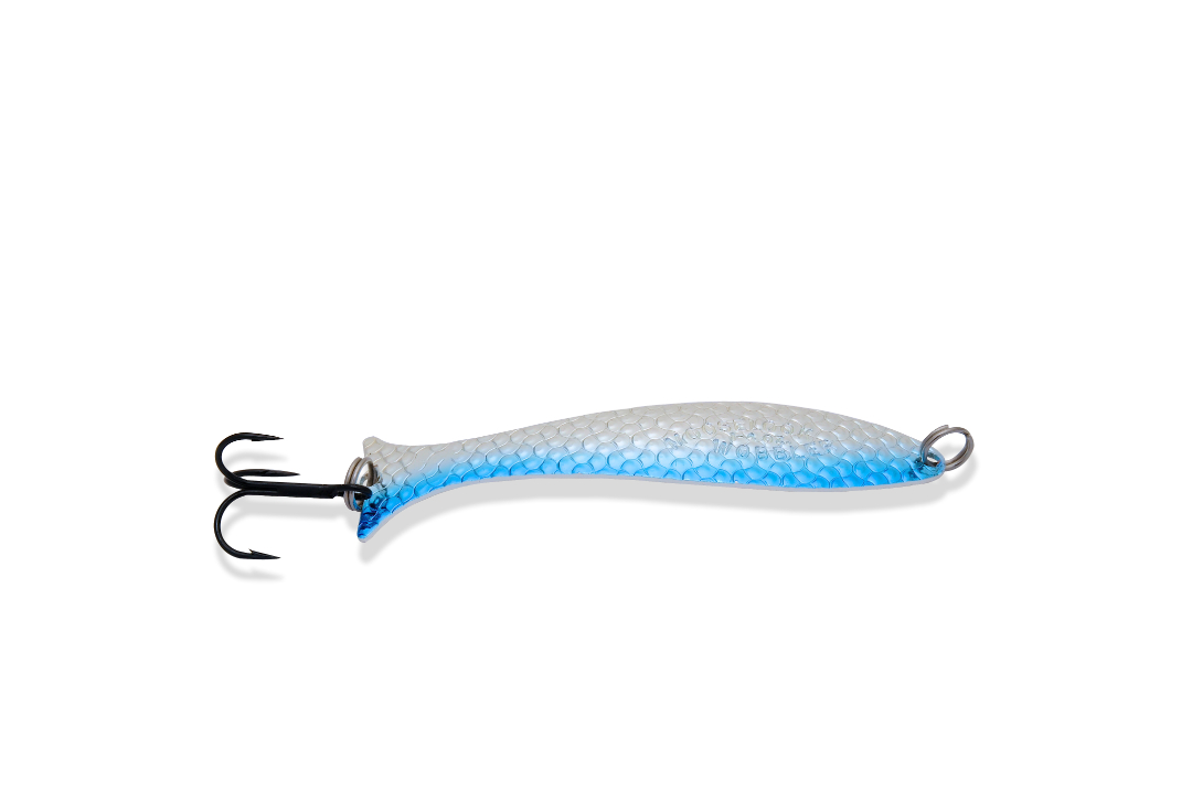 Mooselook Medium Wobbler Spoon 3 1/8" 1/4 oz-Silver Nu-Wrinkle/Blue
