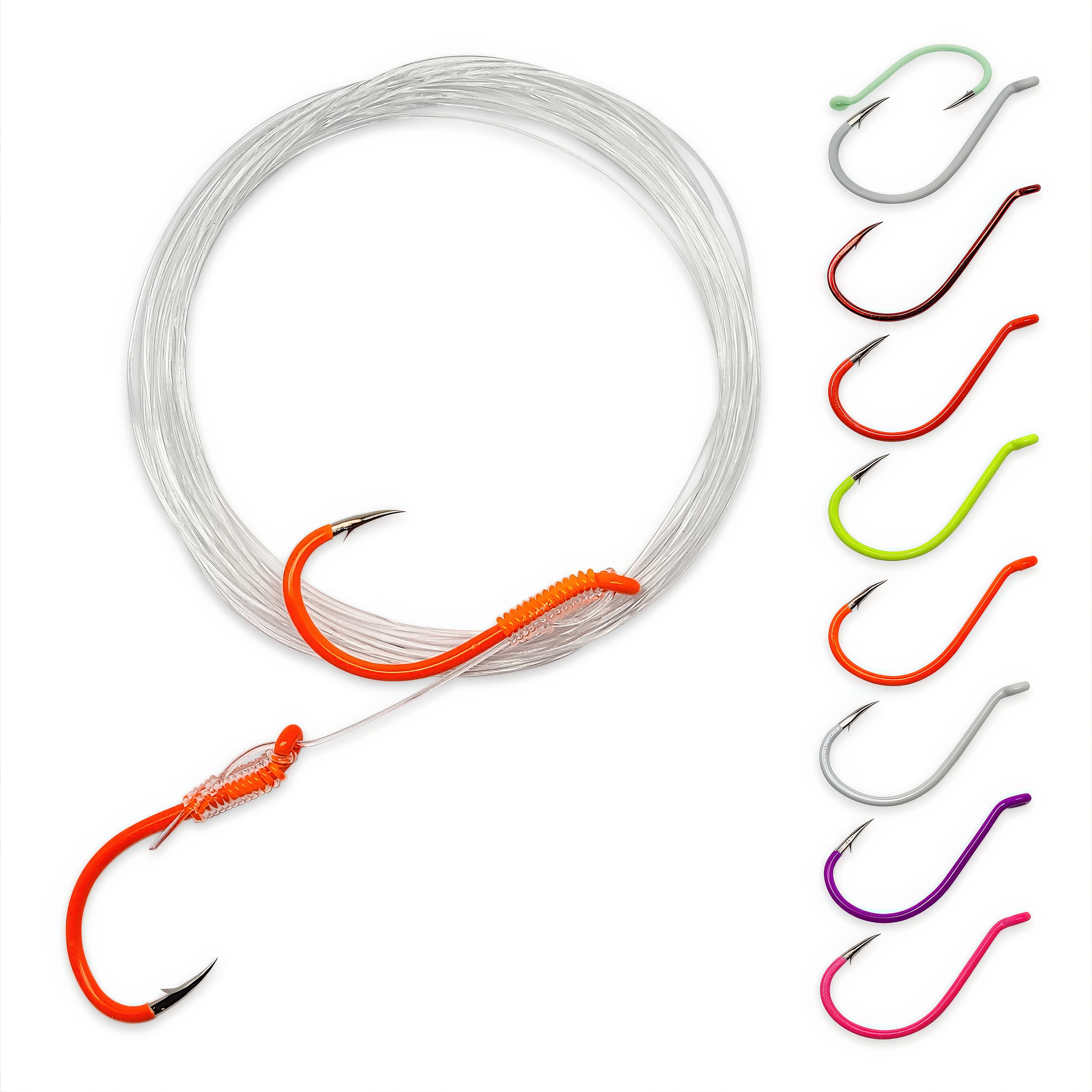 Gamakatsu Kokanee Two Hook 72" Snelled Rig, #4, Pink
