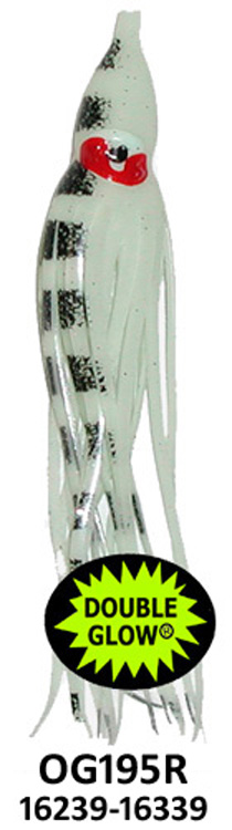 Yamashita Squid 4.5" Rigged-40 lb Test, OG195R-Glow Black Stripe