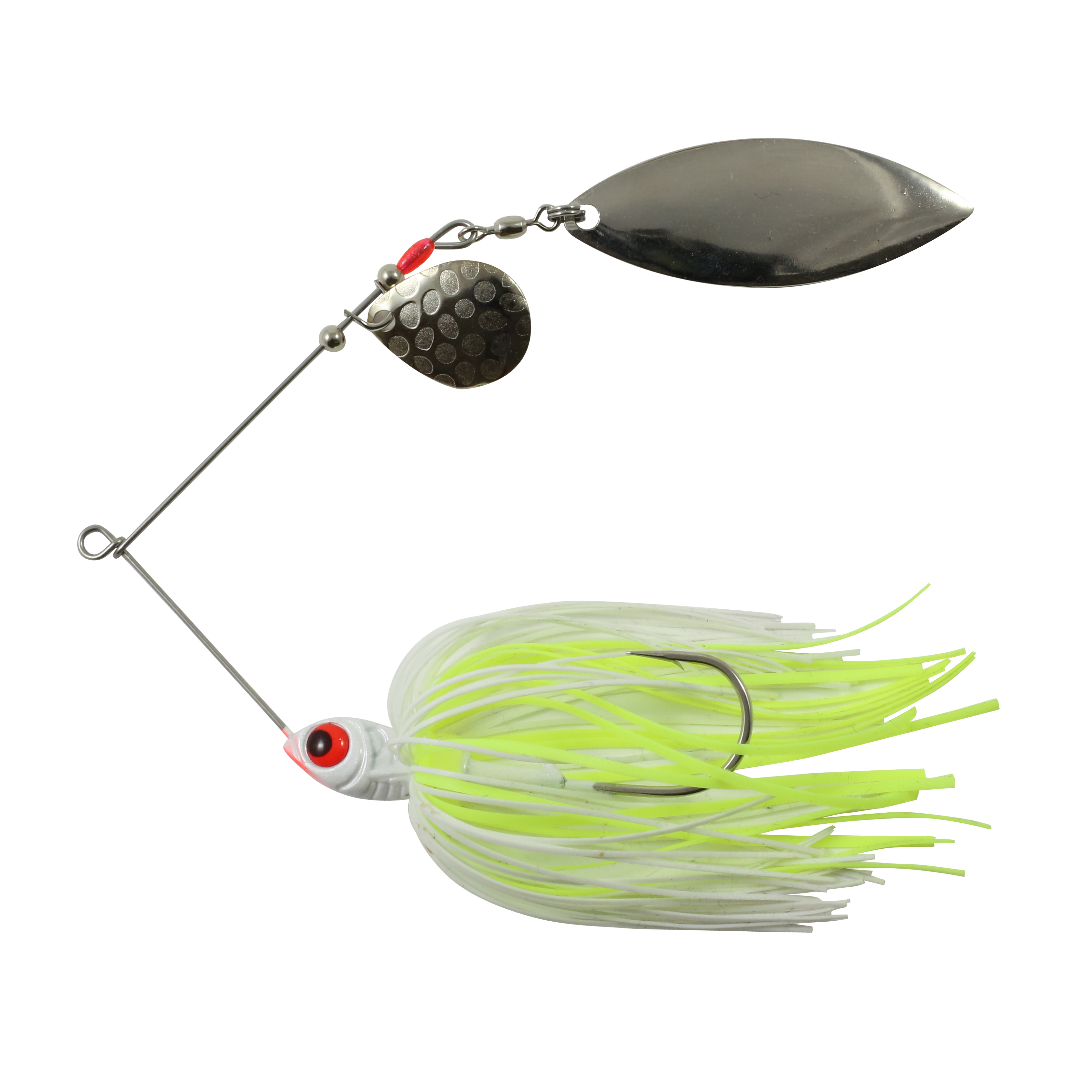Northland Reed-Runner Tandem Spin, 4", 3/8 oz, #4/0 Hk, 1/Pk, Whitetreuse