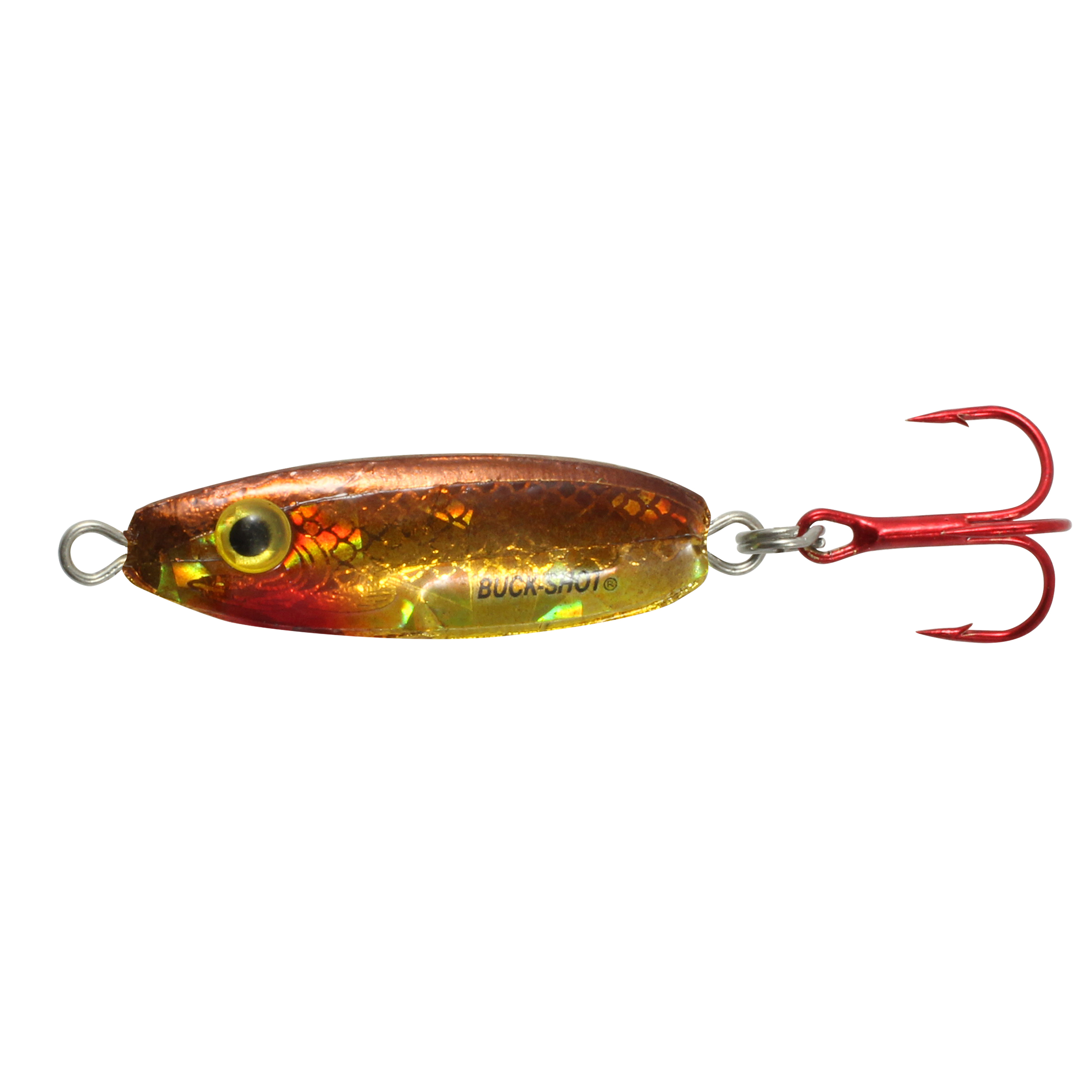 Northland Buck-Shot Rattle Spoon, 1-3/8", 1/8 oz, #8 Hk, 1/Pk, Gold Shiner