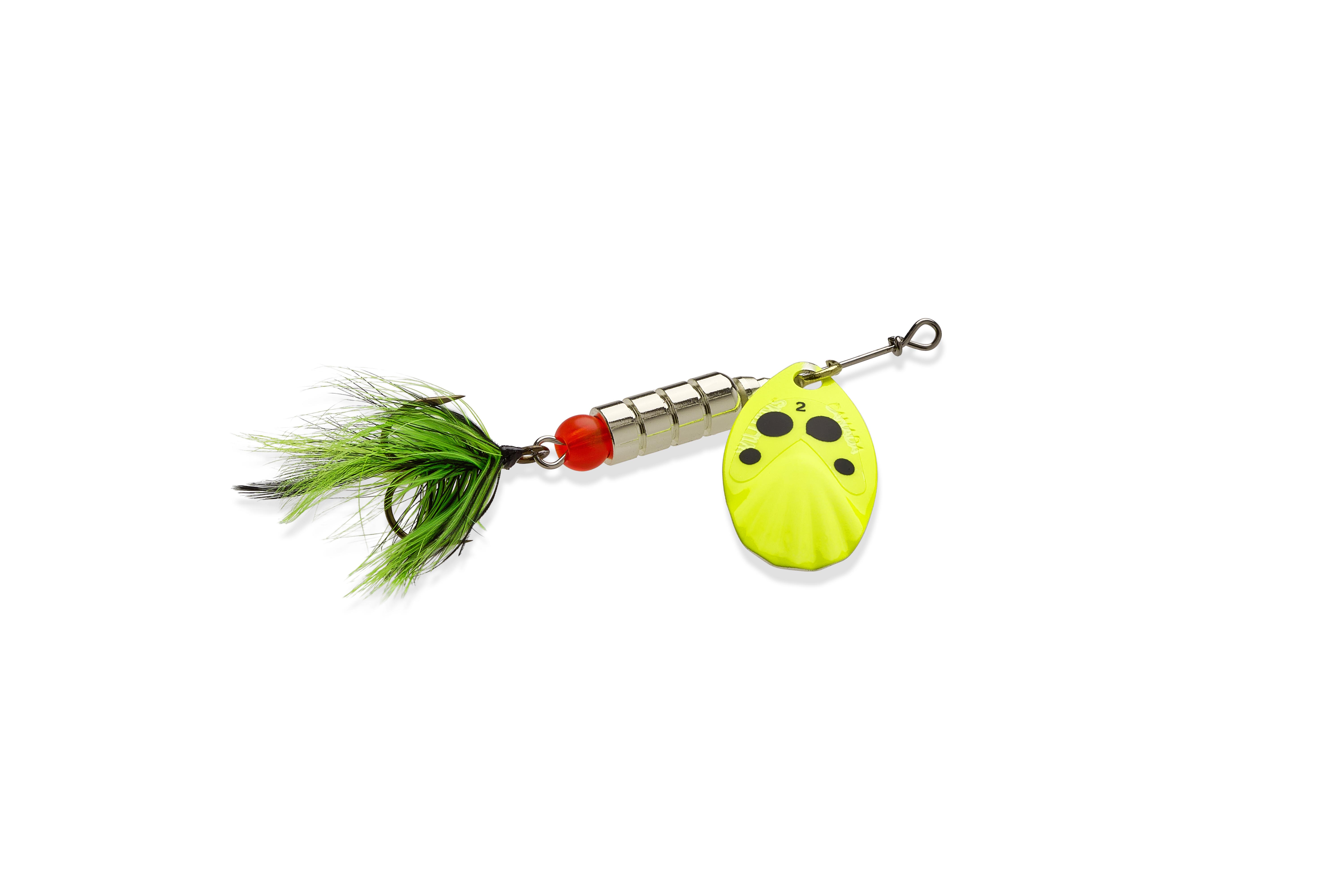 Williams VorteX Spinner Dressed Size 2, 1/5 oz-Chartreuse Black Dots on Silver