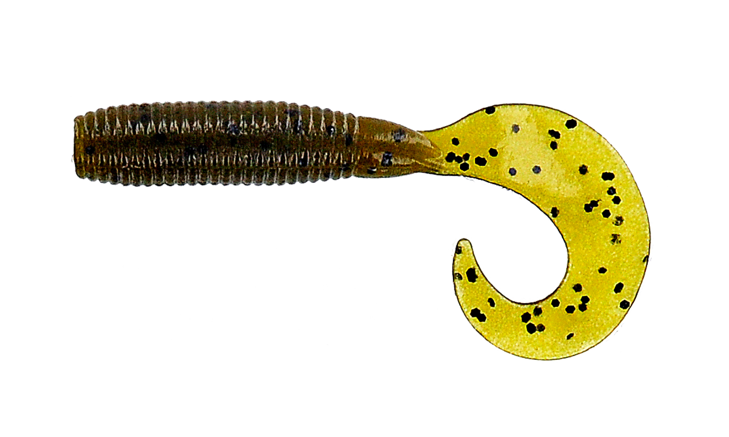 Yamamoto 4" Single Tail Grub, 20Pk, Green Pumpkin w/Large Black Flake
