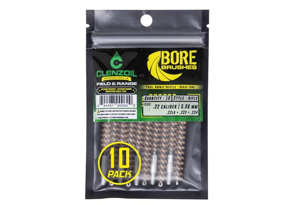 Clenzoil F&R Bronze Bore Brushes - 22 Cal/5.56 mm Rifle - 10 Count