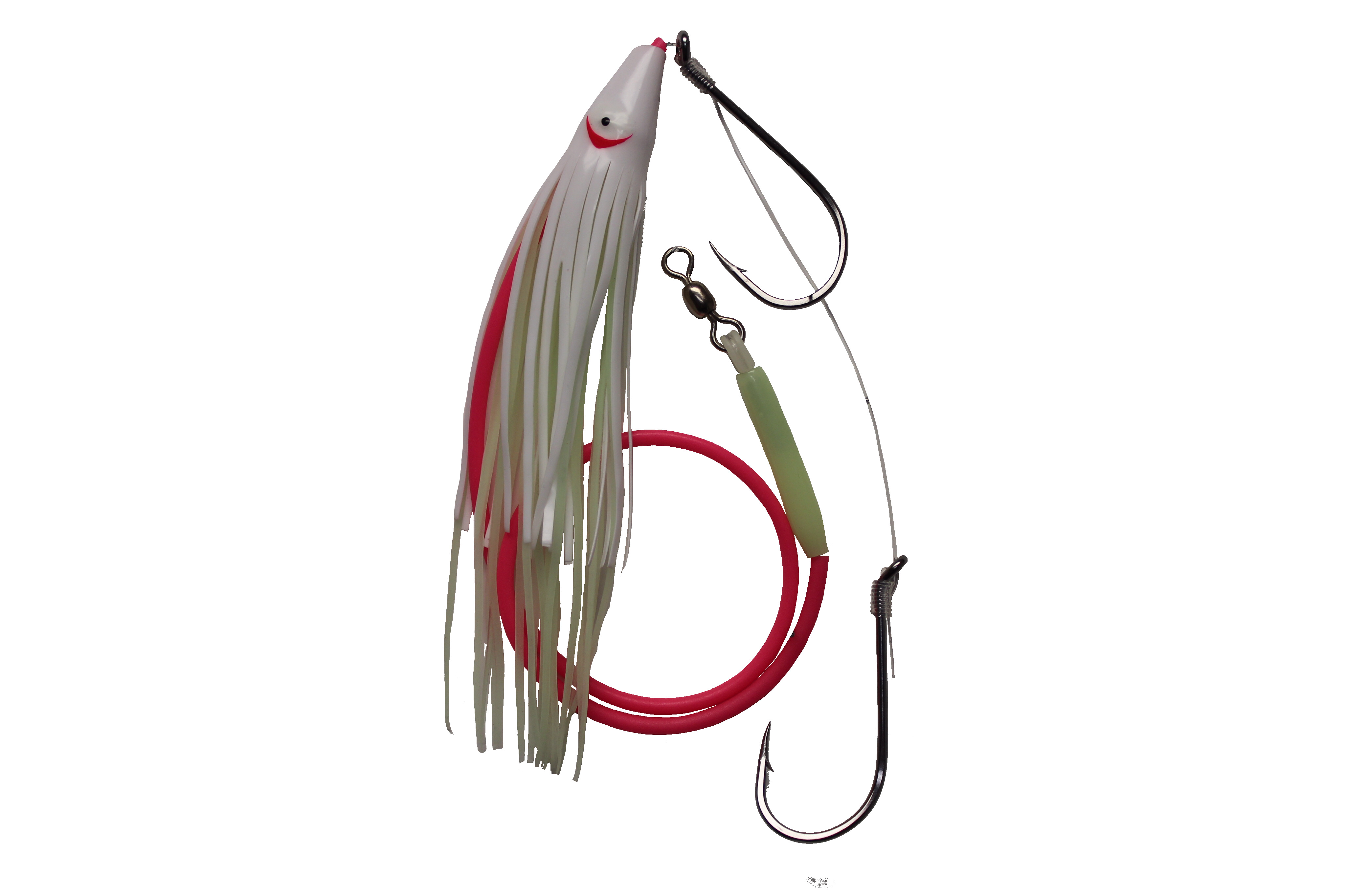 Delta Guide Series Halibut Rig, 2x 11/0 Hk, White Glow Skirt