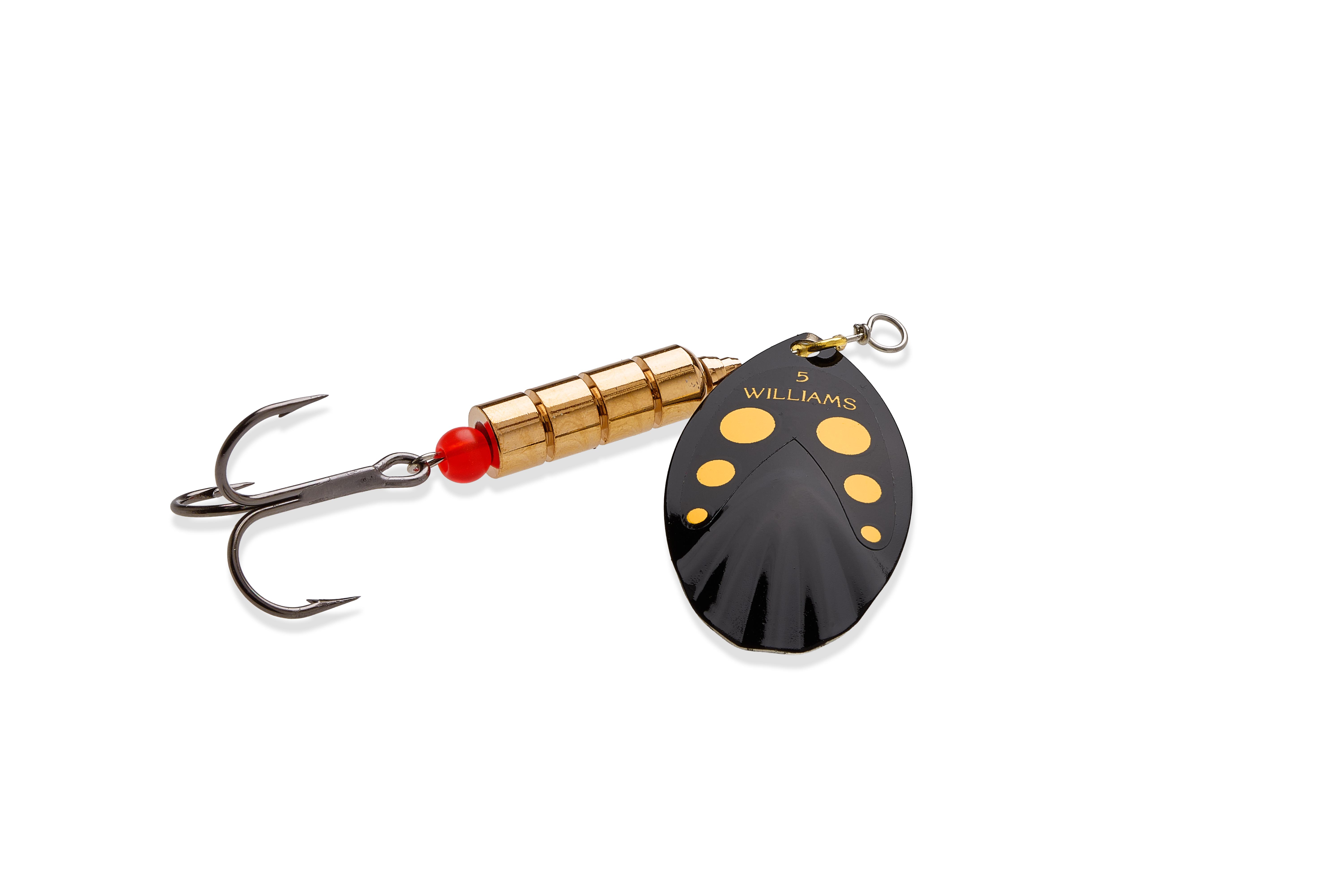Williams VorteX Spinner Size 5, 1/2 oz-Black Yellow Dots on Silver