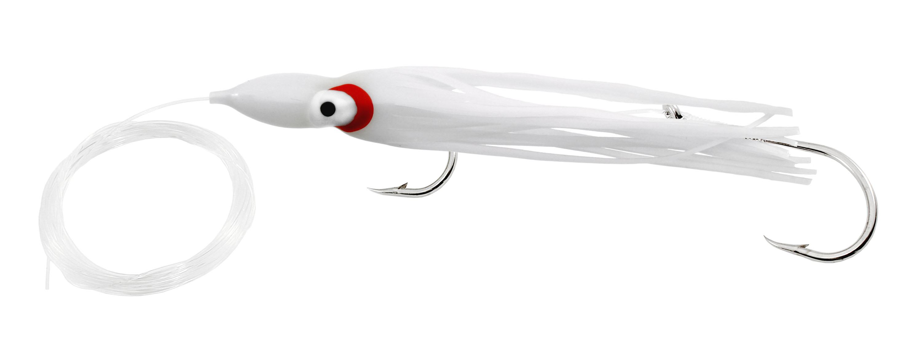 Delta Rigged Squid Hoochy, 4 1/2", Ghost Tail with Small Silver Sparkles