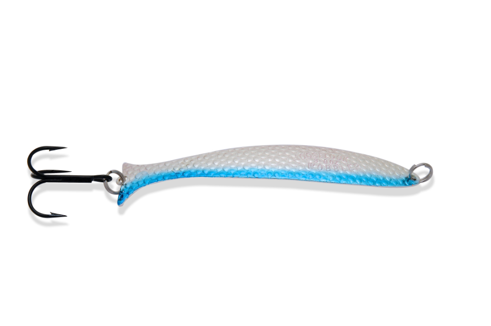 Mooselook Large Wobbler Spoon 3 7/8" 3/8 oz-Silver Nu-Wrinkle/Blue