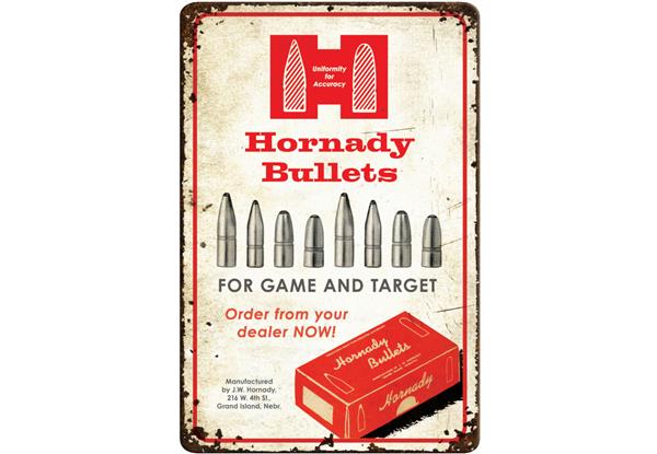 Hornadyak Bullets Rustic Tin Sign