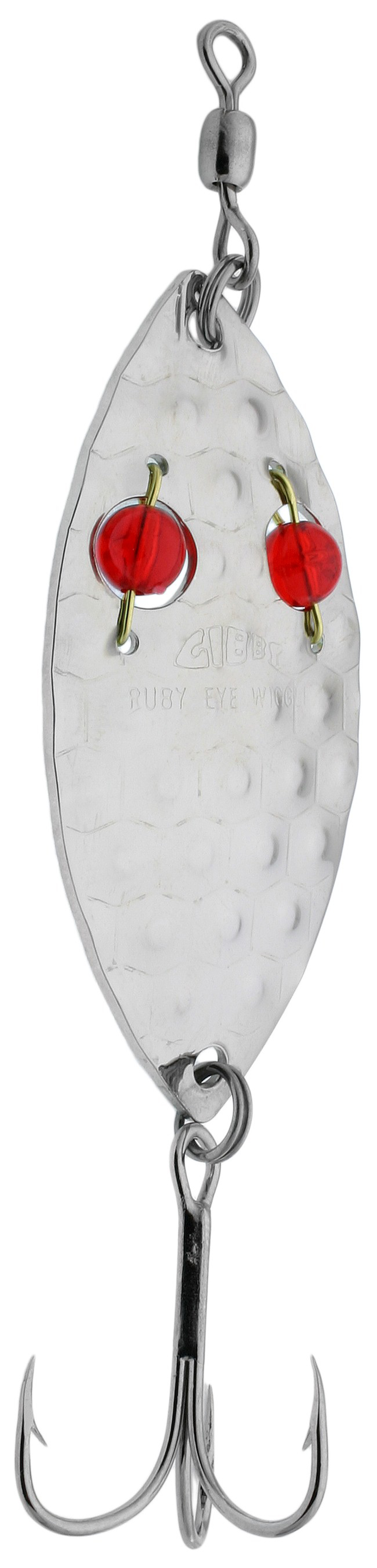 Gibbs Wiggler Ruby Eye Spoon, 3", Hammered Nickel