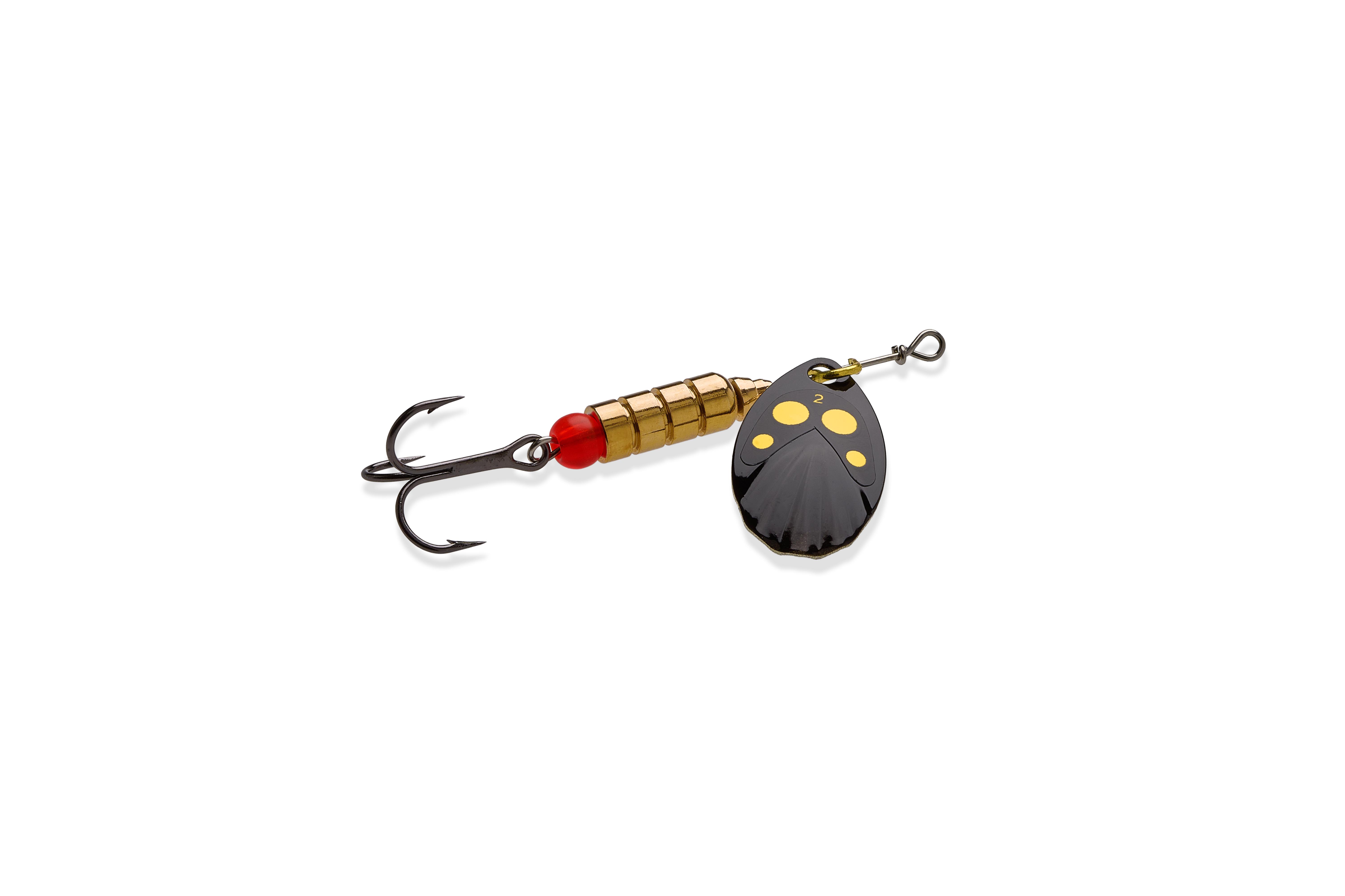 Williams VorteX Spinner Size 2, 1/5 oz-Black Yellow Dots on Silver