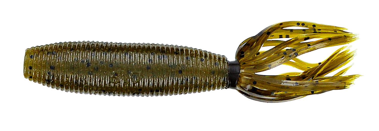 Yamamoto 4'' Fat Ika, 10Pk, Green Pumpkin w/Large Black Flake