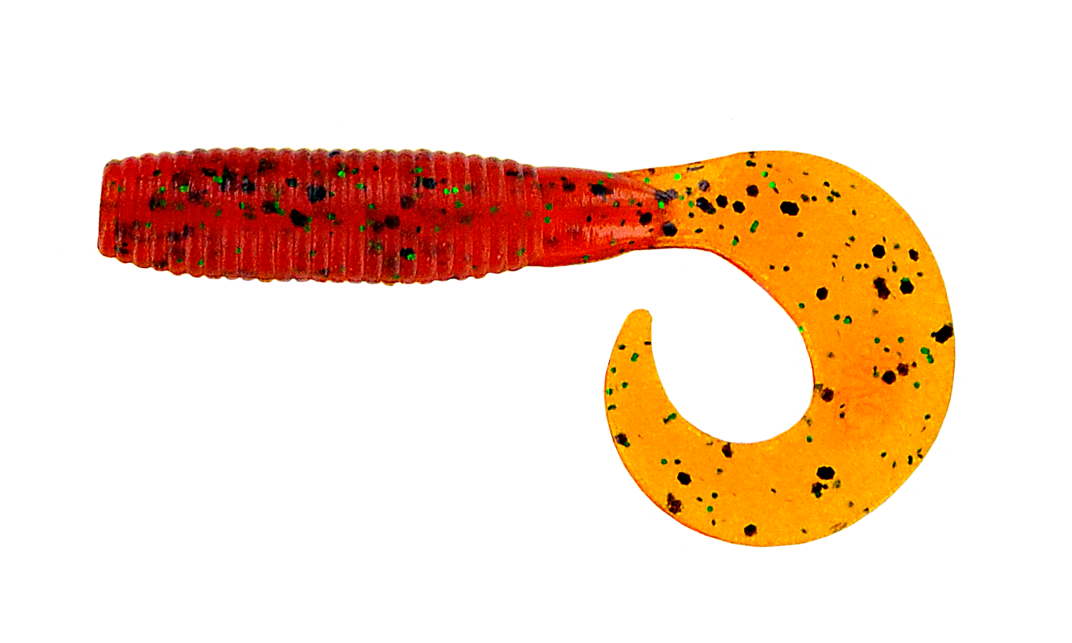 Yamamoto 4" Single Tail Grub, 20Pk, Pumpkin w/Black & Large Flake