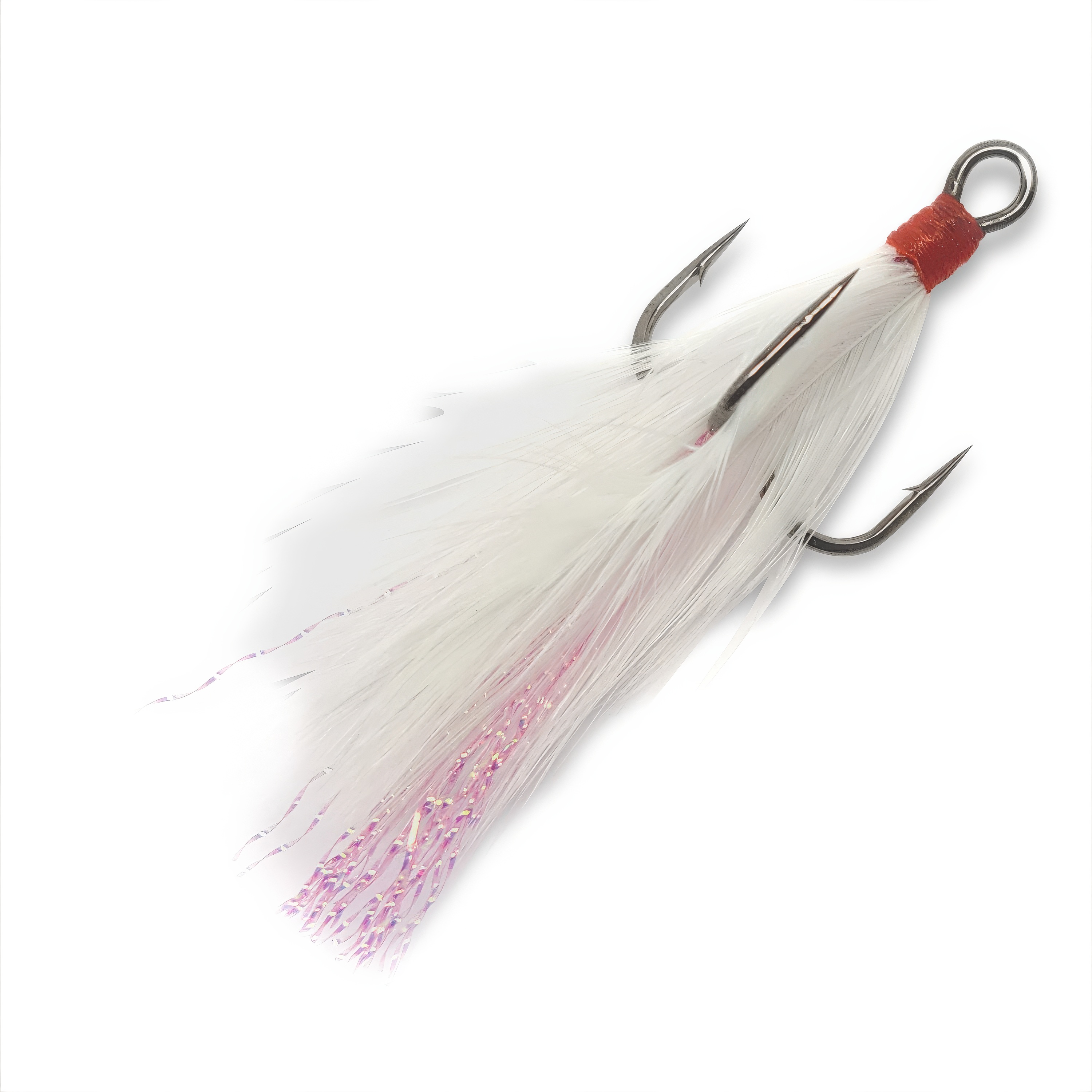 Gamakatsu Feathered Treble Hook, #6, White/Red