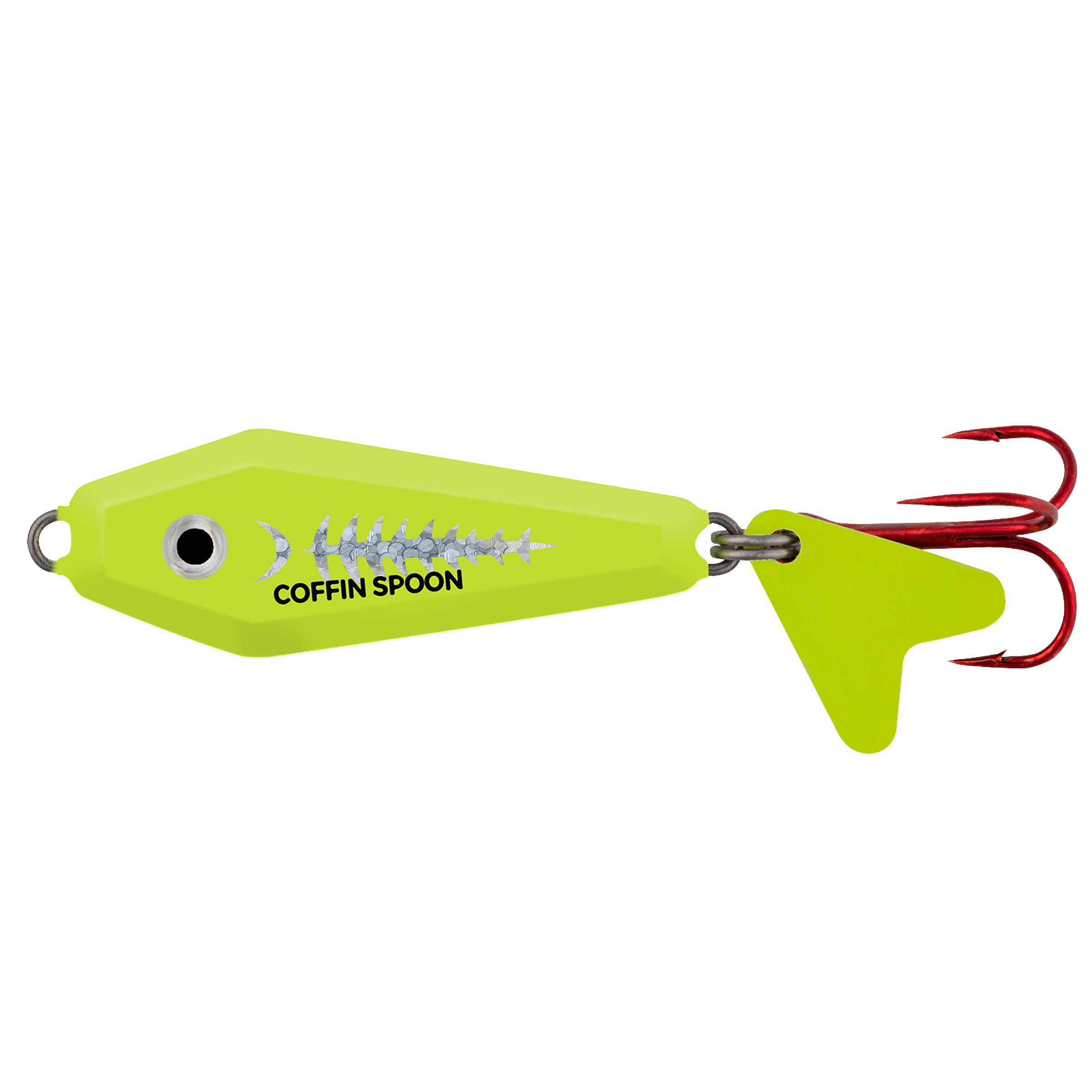 Northland Buck-Shot Coffin Spoon, 1-5/8", 3/8 oz, #6 Hk, 1/Pk, Super-Glo Exo Chartreuse