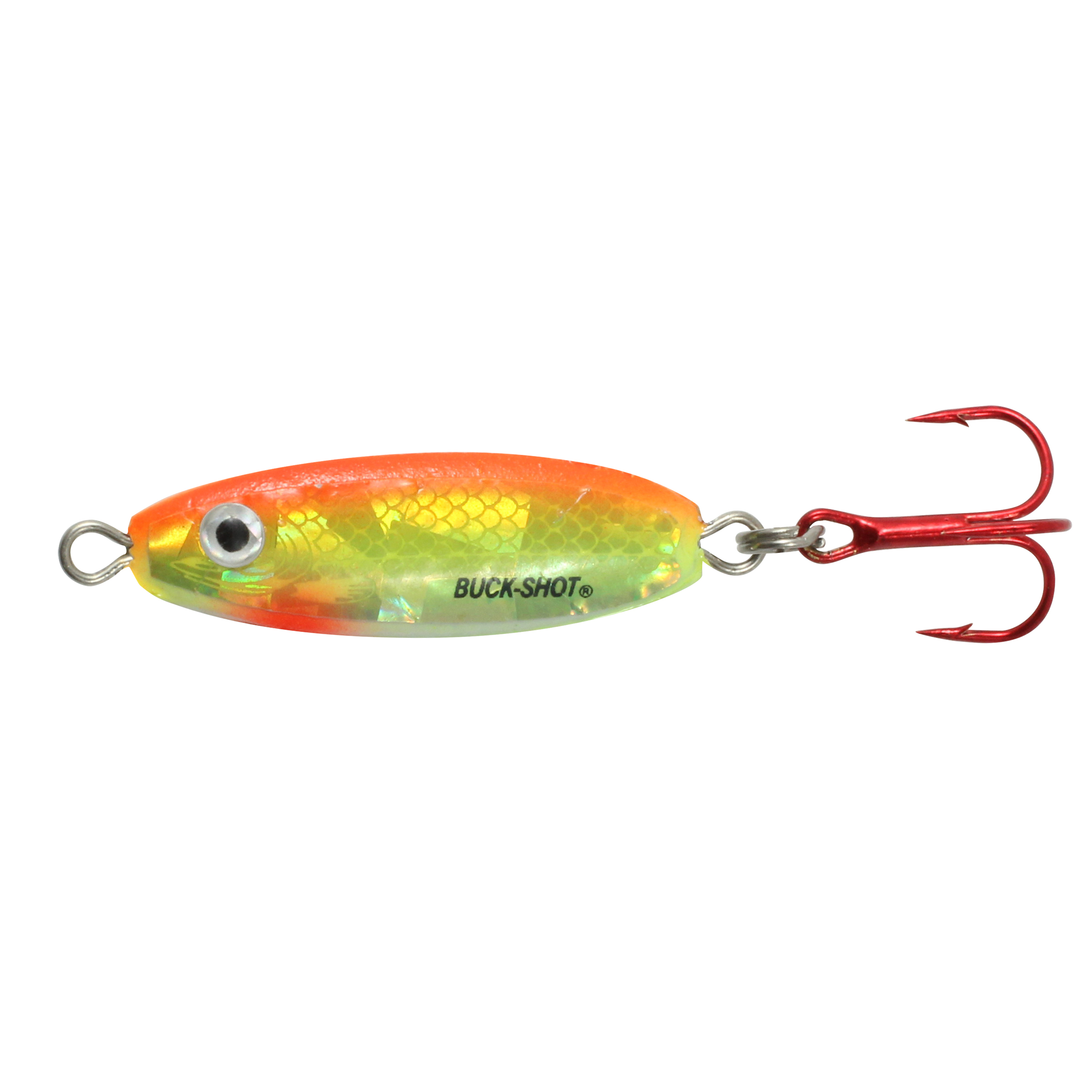 Northland Buck-Shot Rattle Spoon, 1.75", 3/8 oz, #6 Hk, 1/Pk, Super-Glo Chub